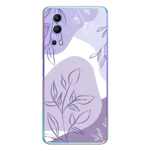 Силиконовый чехол с принтом в цветах на Vivo Y72 (Фиолетовые листья абстракция)