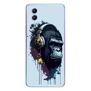 Чехол с Обезьянами Vivo Y72 - (AlphaPrint) (Горилла в наушниках)