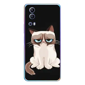 Чехол с принтом для Vivo Y72 (AlphaPrint) Модные коты (Грустный кот)