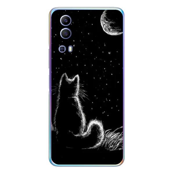 Чехол с принтом «Котик и луна» для Vivo Y72