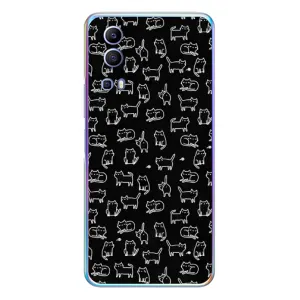 Чехол с принтом для Vivo Y72 (AlphaPrint) Модные коты (Меленькие котики)