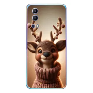 Яркий чехол для Vivo Y72 с Зимними Оленятами (Олень в свитере)