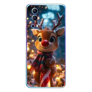 Яркий чехол для Vivo Y72 с Зимними Оленятами (Олень с шарфом)