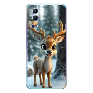 Яркий чехол для Vivo Y72 с Зимними Оленятами (Олененок в лесу)