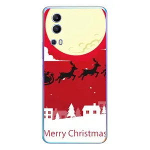 Рождественские Чехлы для Vivo Y72 (VPrint) (Санта с оленями)