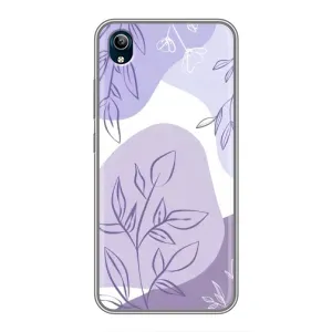 Силиконовый чехол с принтом в цветах на ViVO Y91C (Фиолетовые листья абстракция)