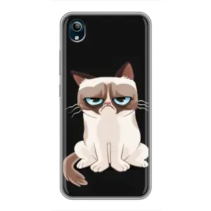 Чехол с принтом для ViVO Y91C (AlphaPrint) Модные коты (Грустный кот)