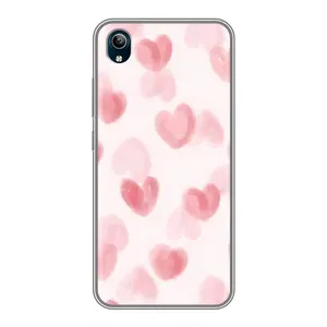 Чехол с розовым рисунком для ViVO Y91C (Розовые сердечки)