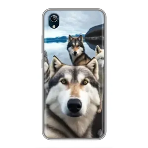 Чехол с Хаски для ViVO Y91C - (AlphaPrint) (Селфи ХАски)