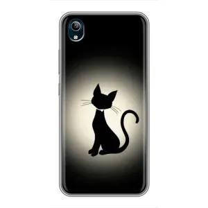 Чехол с принтом для ViVO Y91C (AlphaPrint) Модные коты (Силуэт котика)
