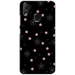 Чехол с розовым рисунком для ViVO Y93 Lite (Розовые цветы на черном)