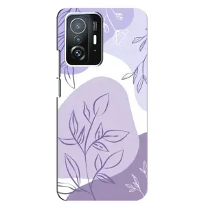 Силконовий чохол з принтом в квітах на Xiaomi 11T / 11T Pro (Фіолетове листя абстракція)