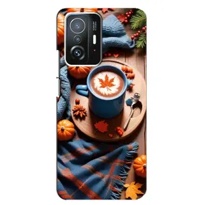 Чохол з унікальним дизайном 'Осінь з кавою' для Xiaomi 11T / 11T Pro (Кава і гарбузики)