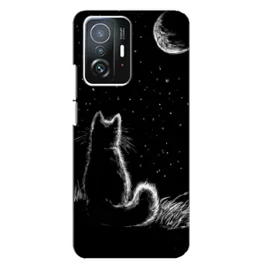 Чохол з принтом для Xiaomi 11T / 11T Pro (AlphaPrint) Модні коти (Котик і місяць)