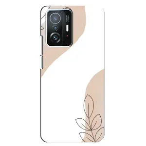 Силконовий чохол з принтом в квітах на Xiaomi 11T / 11T Pro (Нюдова гілочка абстракція)
