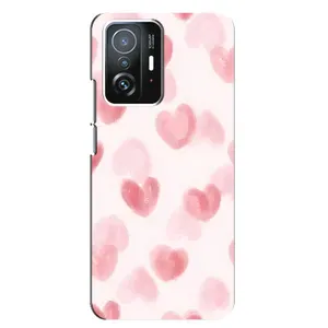 Чохол з розовим принтом для Xiaomi 11T / 11T Pro (Рожеві сердечки)