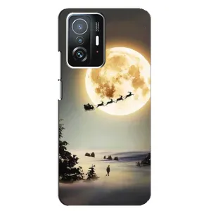 Новорічні, Святкові Чохли для Xiaomi 11T / 11T Pro - 2024 год (Санта на місяці)