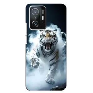 Чехол с картинкой «Хищники» для Xiaomi 11T / 11T Pro (Белый тигр в дыму)