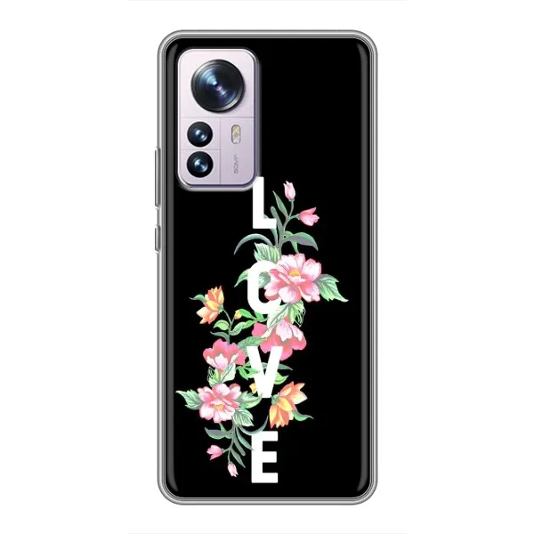 Чехол с принтом «Цветы LOVE» для Xiaomi 12 / 12X Чехол с принтом «Цветы LOVE» для Xiaomi 12 / 12X