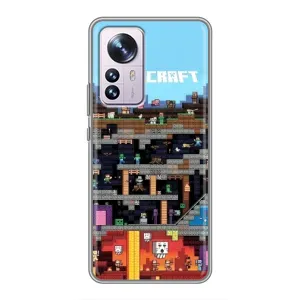 Чехол Майнкрафт на Xiaomi 12 / 12X (AlphaPrint) Minecraft (фон Minecraft)