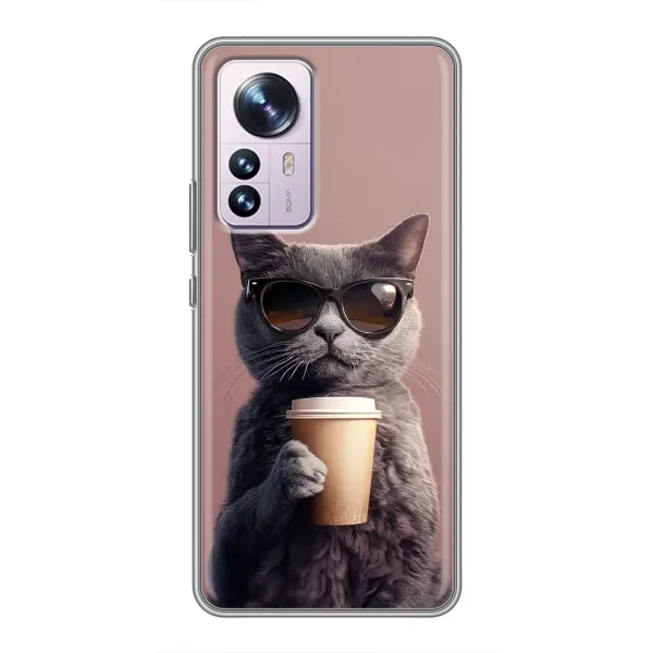 Чехол с принтом «Кот с кофе» для Xiaomi 12 / 12X
