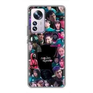 Чехол Гра в кальмара для Xiaomi 12 / 12X (Коллаж Игра кальмара)