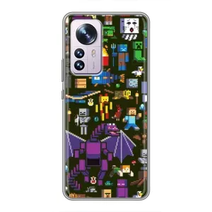Чехол Майнкрафт на Xiaomi 12 / 12X (AlphaPrint) Minecraft (Коллаж Майнкрафт)