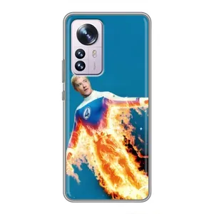 Чехол с принтом Фантастическая четверка для Xiaomi 12 / 12X (Человек-факел в огне)