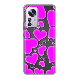 Чехлы для любимой на Сяоми 12 / 12х (VPrint) (Pink hearts)