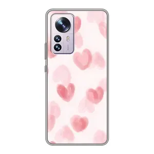 Чехол с розовым рисунком для Xiaomi 12 / 12X (Розовые сердечки)