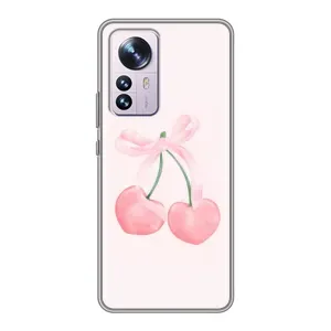 Чехол с розовым рисунком для Xiaomi 12 / 12X (Розовые вишни)