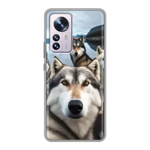 Чехол с Хаски для Xiaomi 12 / 12X - (AlphaPrint) (Селфи ХАски)
