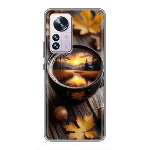 Чехол с уникальным дизайном «Осень с кофе» для Xiaomi 12 / 12X (Темный кофе)