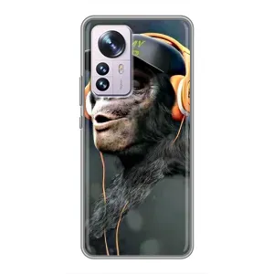 Чехол с Обезьянами Xiaomi 12 / 12X - (AlphaPrint) (В наушниках)