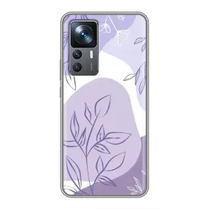 Силконовий чохол з принтом в квітах на Xiaomi 12T Pro (Фіолетове листя абстракція)