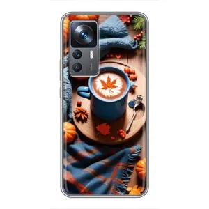Чехол с уникальным дизайном «Осень с кофе» для Xiaomi 12T Pro (Кофе и тыковки)
