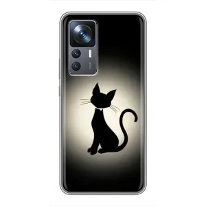 Чехол с принтом для Xiaomi 12T Pro (AlphaPrint) Модные коты (Силуэт котика)