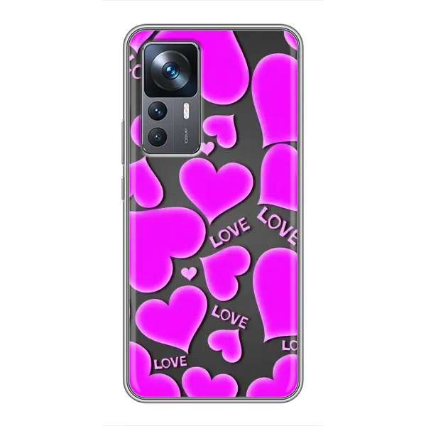 Чохол з принтом «Pink hearts» для Xiaomi 12T Чохол з принтом «Pink hearts» для Xiaomi 12T