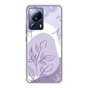 Силконовий чохол з принтом в квітах на Xiaomi 13 Lite (Фіолетове листя абстракція)