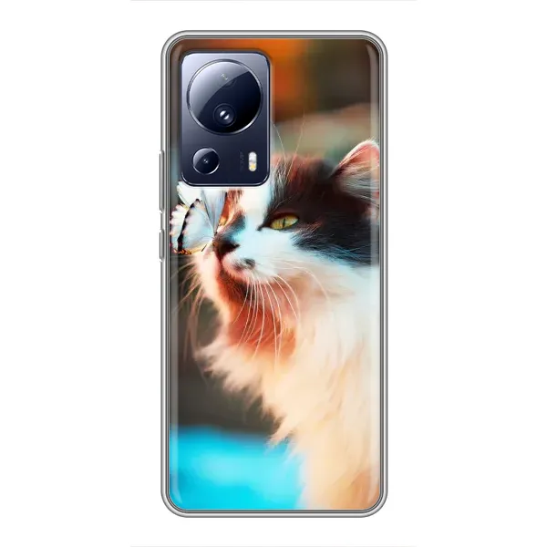 Чохол з принтом «Котик з метеликом» для Xiaomi 13 Lite