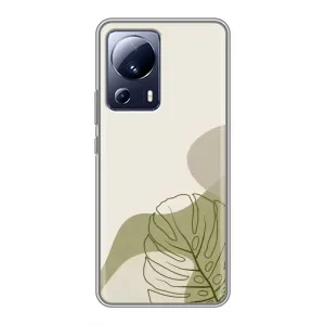 Силконовий чохол з принтом в квітах на Xiaomi 13 Lite (Зелена монстера дизайн)