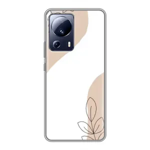 Силконовий чохол з принтом в квітах на Xiaomi 13 Lite (Нюдова гілочка абстракція)
