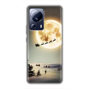 Новорічні, Святкові Чохли для Xiaomi 13 Lite - 2024 год (Санта на місяці)