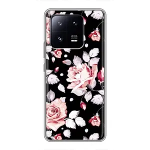 Чехлы с Цветами для Xiaomi 13 Pro (VPrint) (Цветочки на черном)