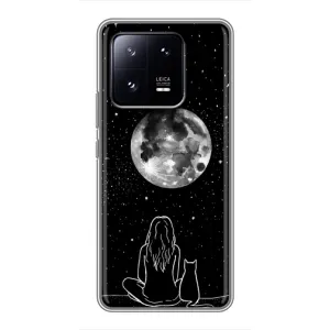 Чехол с рисунком кот на Xiaomi 13 Pro (Девушка с котом)
