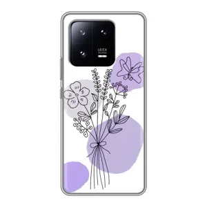 Силконовий чохол з принтом в квітах на Xiaomi 13 Pro (Букет фіолетова абстракція)