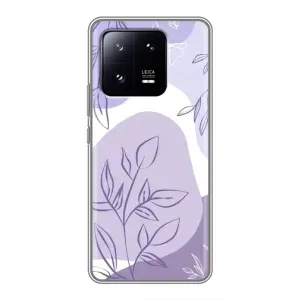 Силконовий чохол з принтом в квітах на Xiaomi 13 Pro (Фіолетове листя абстракція)