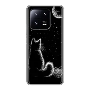 Чехол с принтом для Xiaomi 13 Pro (AlphaPrint) Модные коты (Котик и луна)