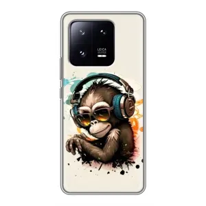 Чехол с Обезьянами Xiaomi 13 Pro - (AlphaPrint) (Макака в наушниках)