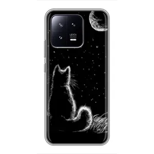 Чохол з принтом для Xiaomi 13 (AlphaPrint) Модні коти (Котик і місяць)